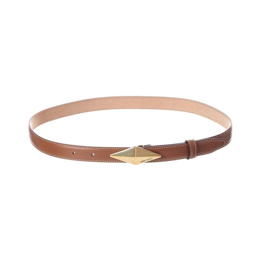Jimmy Choo Diamond Clasp Leather Belt, Brown